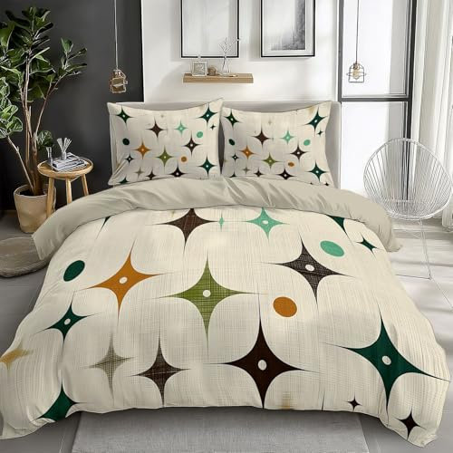 Generisch Minimalismus Kinderbettwäsche 155 x 200 cm, Sterne Kreis im Einfachen Stil Bettbezug mit Reißverschluss, Weich Bettwäsche-Sets Zimmer Dekor Bettbezüge mit 2 Kissenbezüge 80 x 80 cm