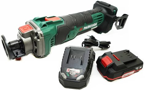 Parkside PRSA 20-Li A1 Coupe-légumes rotatif, sans fil, 20 V, pour plaques de plâtre et panneaux de particules, 1 batterie 2 Ah