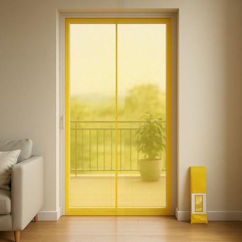 GX GARGIX Zanzariera Tenda Porte e Finestre Balcone Moschiera Estate Protezione Insetti Zanzare Vari Colori (Giallo, 150x250CM)