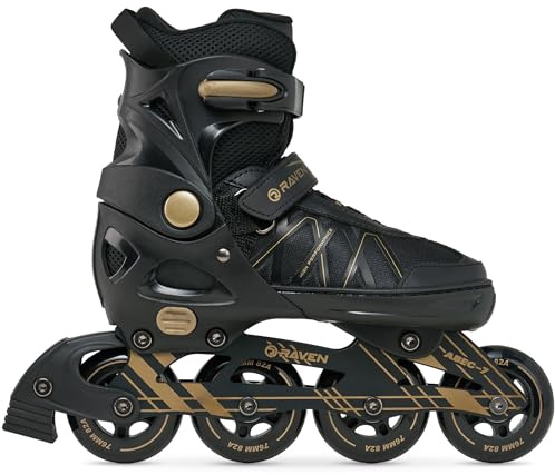 RAVEN - Inline-skridskor för barn och vuxna - Roller Skates för barn och vuxna - ABEC-7-lager, gummihjul - Gold, 40-43 (25,5-28 cm)
