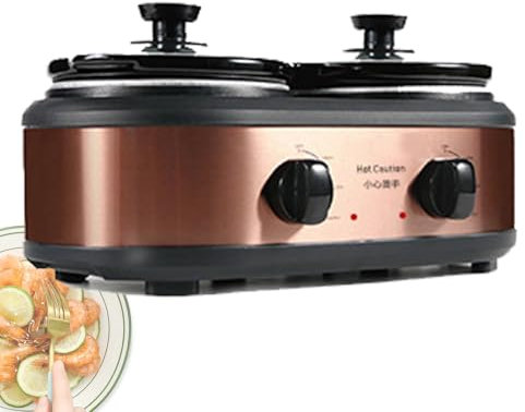 Générique Pot électrique à mijoteuse 2 en 1 détachable 1,2 L Niveaux de Chaleur réglables de Grande capacité