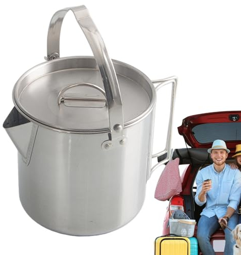 Coffee per caffettiere da campeggio in acciaio inossidabile - bollitore da tè da campeggio, produttore di percolatori per pianoforti | Brewer di caffè pesante, pentola per riscaldamento per acqua per