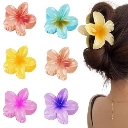Mollette Capelli,6 pezzi Flower Hair Clip Fiori Plastica Capelli Clip Fiori Clip Artiglio da Donna per le ragazze delle donne che acconciano gli accessori
