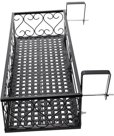 UPKOCH Black Hanging Flowerpot Rack for Balcony Railing Durable Iron Plant Display Shelf for Miniature Plants Succulents Easy Installation for Outdoor Garden Fence and Patio Decor
