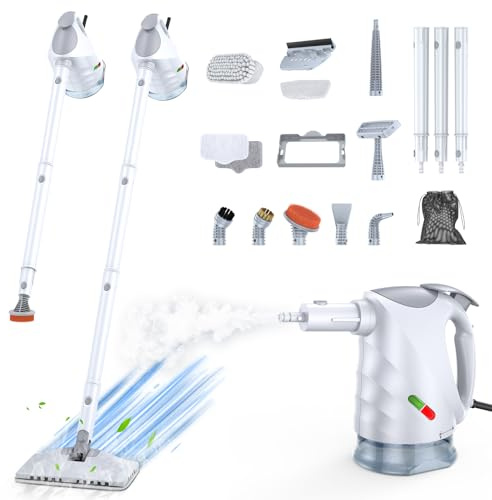 ScrubWiz 10-in-1 Steam Cleaner, Steam Mop & Detachable Handheld Steam Cleaner, 320ml Water Tank, 10s Fast Heating, Portable Steamer for Kitchen, Floor, Tiles, Window, BBQ Grill, Car, Bright White