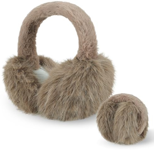 BTHRORO Orejeras de Mujer para El Frío Orejeras Cálidas de Pelo Sintético, Esponjosas y Plegables Calentadores de Orejas Invierno para Actividades Exteriores, Running y Esquí