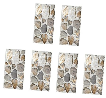 Hoement 6 Pezzi Carta da Parati Autoadesiva con Motivo Pietre di Fiume Adesivi Piastrelle in Resistenti per Decorazione Bagno Cucina e Camera Facili da Applicare e Tagliare