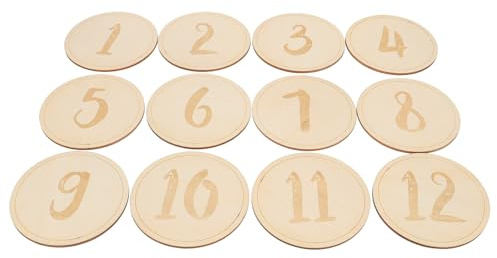 FUNNETOYU 12 Stück Holz Wachstumserinnerungskarten für Neugeborene mit Fotorequisiten und Andenkenfunktion für Babyfotos und Dekoration im Zuhause oder Büro