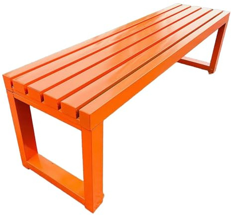 LIMENQIN Gartenbank aus Metall, Wetterfest Parkbank, Terrassenbank für 2-3 Personen, Stuhl Ohne Rückenlehne für Veranda, Balkon, Einfache Montage(Orange,120cm/47.2in)