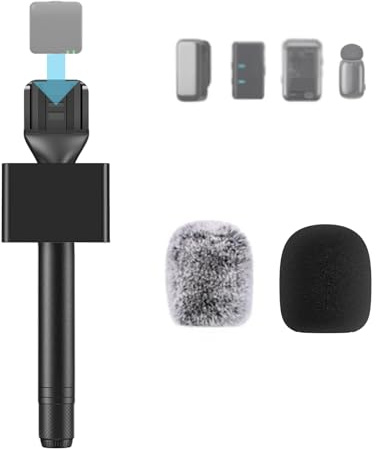 ZealSound Adaptador de micrófono de mano para DJI Mic, mango de micrófono inalámbrico Lavalier, soporte de micrófono inalámbrico compatible con RØDE Wireless GO, Hollyland Lark, BOYA, micrófono de
