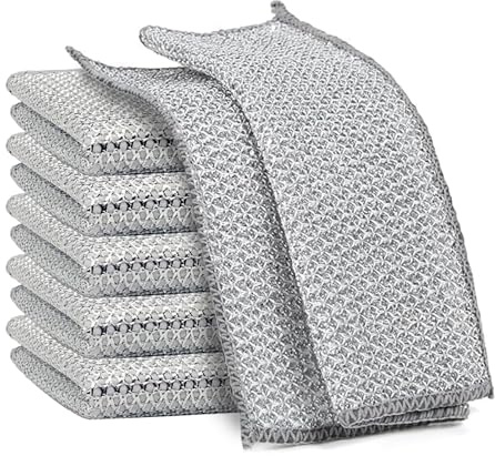 MBSIVSA 6 Piezas Estropajo Aluminio, Paños de Cocina Metálicos Doble Capa, Paños de Acero Inoxidable Reutilizables Doble Capa, estropajos Cocina, 20 X 20cm