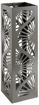 Neustein Schirmständer mit modernem Design aus Metall, grau, für Heim und Büro, Design-Ständer, 2 Haken, 2X Wasserauffangschale herausnehmbar, 15,5x15,5x49cm, quadratisch, Regenschirmständer