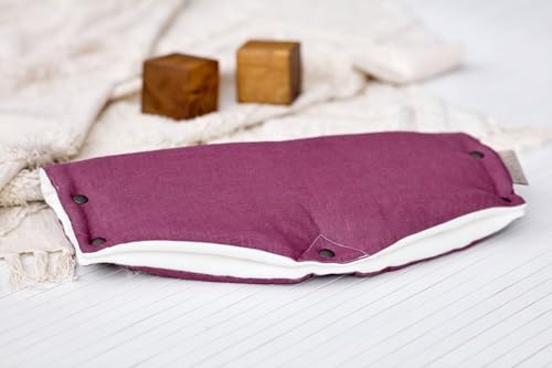 KraftKids Kinderwagenmuff Handwärmer mit Druckknöpfen, außen Leinen Magenta dunkel, innen warmes Polyester, fürs ganze Jahr, handgefertigt EU