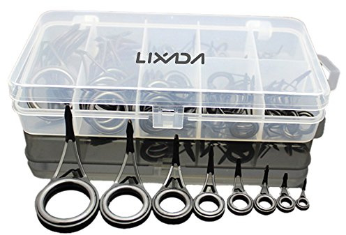 Do-cooler 75pcs Anillas para Cana de Pescar, Guía de Anillo de cerámica, Kit Reparacion Canas de Pesca, Mar Caña Guía Tip Set Reparación Kit Caña De Pescar Piezas De Acero Inoxidable