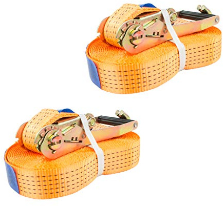 Safetytex Spanngurt 5t / 8m Zurrgurt 5000 kg orange Polyester PES DIN EN 12195-2 (2 Stück)