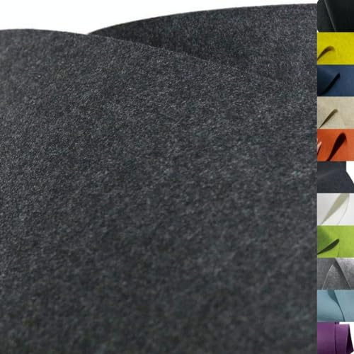 TOLKO 50cm Bastelfilz stabiler Filzstoff | 3 mm dick | Filzmatte Untersetzer Dekofilz Taschenfilz zum Nähen und Basteln | 100 cm breit | Nadelfilz Filz Meterware (Dunkel Grau)