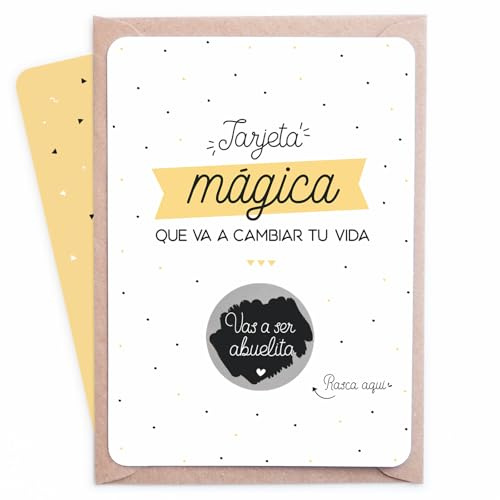 Manahia - Tarjeta Rasca Abuela - Vas a ser Abuelita - Con Sobre Kraft - Idea Original para Anuncio de Embarazo y anunciar Nacimiento a la Futura Abuela - Mensaje Sorpresa Oculto