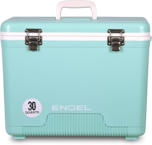 ENGEL Kühlbox 30qt (28,4 Liter) Auslaufsicher, Luftdicht, Tragbare, Kleine Kühlbox für Camping, Picknick, Wandern,Festival - Eisbox Ohne Strom für Männer & Frauen,48,3 x 31,7 x 36,8 cm im Meeresschaum