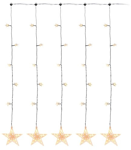 Spetebo LED Sternenvorhang 105x100 cm - 100 LED warmweiß - Stern Lichterkette Fenster Dekoration Lichtervorhang