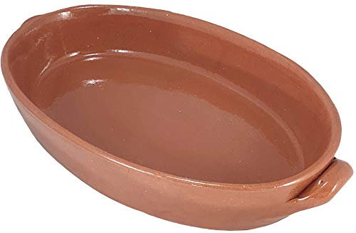 Cazuela besuguera tartera olla ovalada alta en barro esmaltado (nº 42-42 x 26 x 7,5 cms)