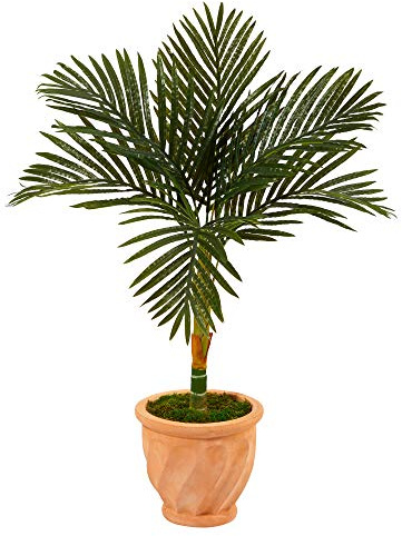 Nearly Natural 3.5ft. Golden Cane Artificial Palm Tree in Terra-Cotta Planter