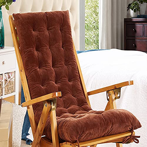 WigWu Gold Samt Anti-Rutsch Relaxkissen Ersatz Sitzkissen Faltbar Verdickt Sofa Schaukelstuhl Garten Sonnenliege Pads Kissen (Braun, 48 x 120 cm)