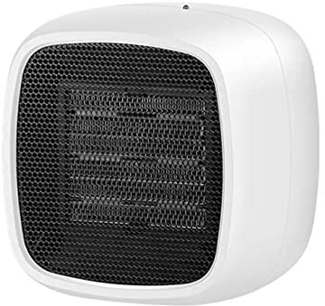Portable Desktop Ceramic Fan Mini Heater Electric 450-800W - 2 Heat Settings Low Energy, Efficient, Overheat & Tip-Over Protection (White)