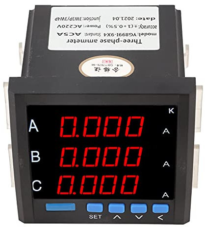 Amperometro CA trifase, amperometro CA trifase programmabile digitale a LED 1A/5A/10A (bianco)(Nero)