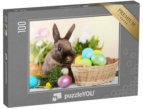 puzzleYOU: Puzzle 100 Teile „Osterhase und Ostereier auf grünem Gras“ – aus der Puzzle-Kollektion Festtage