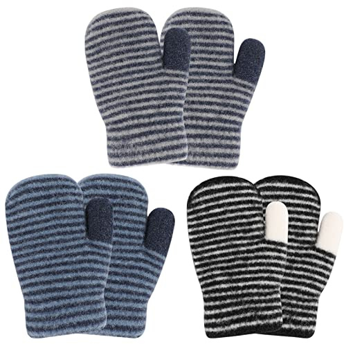 QKURT Guantes deportivos calientes，3 Pares de Mitones Mágicos para Niños Guantes Cálidos de Invierno para Bebés Manoplas Térmicas para Bebés de 1 a 3 años