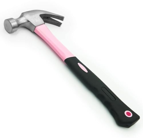 Pink Power Kleiner rosa Allzweck-Klauenhammer für Damen, zum Basteln und Basteln, mit rutschfestem Griff für Mädchen und Damen, 473 g