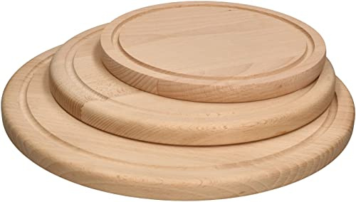 KOTARBAU® 3-TLG. Satz Runder Schneidebretter 20/25/30 cm Holzbrett zum Schneiden von Käse Brot Servieren von Speisen