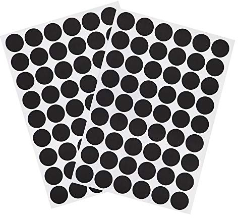 VictorsHome Screw Hole Covers Stickers PVC Self-Adhesive Caps Dustproof for Wall Wooden Furniture Cabinet 21mm 2 Sheets/108pcs Black