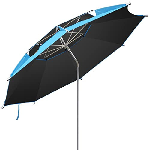 DUNAKE Sombrilla Terraza, Parasol Excentrico con 16 Varillas De Fibra De Vidrio, Ajuste Universal De 360°, Botón Fácil De Presionar, Inclinación, para Cubierta (Size : 2.4m/7.8ft)