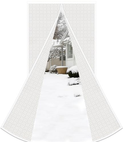 Risareyi Magnética Cortina Térmica Aislante Frio y Calor per Cortina Puerta Exterior Invierno, 105x195cm, Blanco, EVA Translúcido Impermeable Película, Cierre Automático