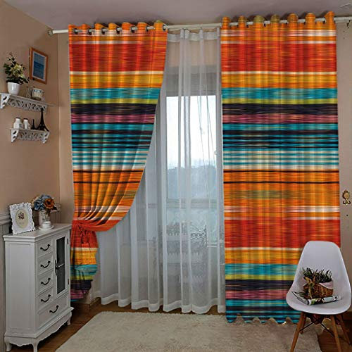 ZAPVI Vorhang Blickdicht Ösenschal Bunt & gestreift Thermo Gardinen Blickdicht Vorhänge für Kinderzimmer Schlafzimmer Gardine 2er Set Größe:2 x B168 x H229cm