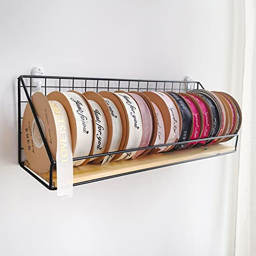 ZAQYCM Geschenkband Regal, Schleifenband Halter Schwarz Eisen Farbbandhalter Wandmontage, Satinband Spulenhalter Für Frische Blumen Und Geschenkverpackungen, Wandregal Für Küche Und Bad