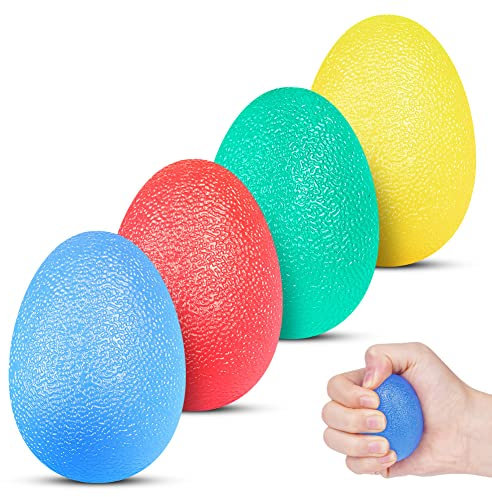 Vicloon Eiförmige Griffbälle, 4pcs Antistressball mit unterschiedlichen Härtegrade, Griffbälle Finger, Klettern Ball fur Kräftigung von Hand und Finger und Druckentlastung