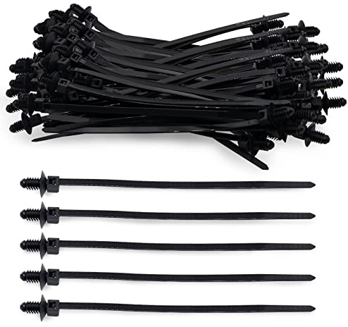 Christmas Tree Cable Ties, Universal Push Mount Cable Zip Tie Black Fir Tree Cable Ties Compatible with Cars Boat Trailer Nylon Cable Ties - 6.7 Inch,100pcs