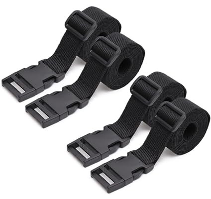 25mm Nylon Webbing Straps Luggage Straps With Flexible Adjustable Buckles Suitcase Travel Belts, Luggage Connecting Straps, Suitable For Luggage Bags, Travel Items, Outdoor Tents（Black, 4 Pcs）