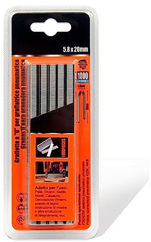Tradineur Lot de 1000 agrafes pour agrafeuses pneumatiques en fer - Agrafes 5,8 x 20 mm