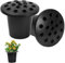 Hoxfly Set of 2 Black Memorial Grave Vases with Lids, Grave Flower Pot, Memorial Vase for Grave, Grave Vase for Grave Decoration, Flower Holder for Cemetery, Graveside, Gravestone (13 x 10 cm)