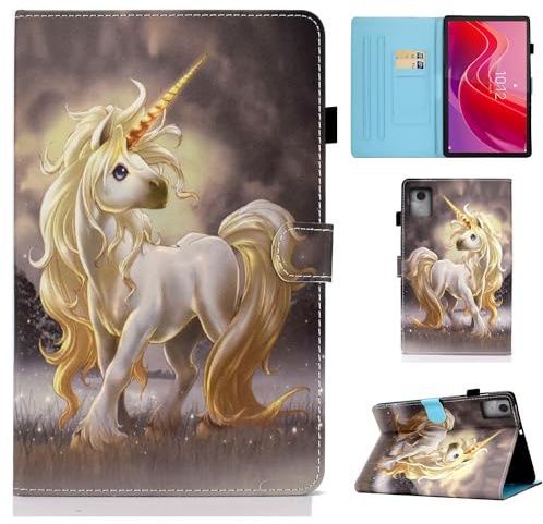 CASAFUNY Hülle für Lenovo Tab M11 (TB330) 11 Zoll 2024, PU Leder Tablette Schützhülle mit Stifthalter Ständer Cover Case für Lenovo Tab M11 2024, Einhorn