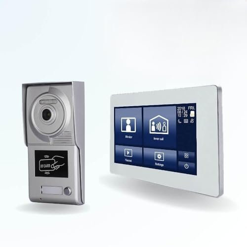 BT Security Portier interphone vidéo Neo 2 Fils - 1 Appartement - 1 écran Tactile connecté 7 Blanc - avec Lecteur de Badge