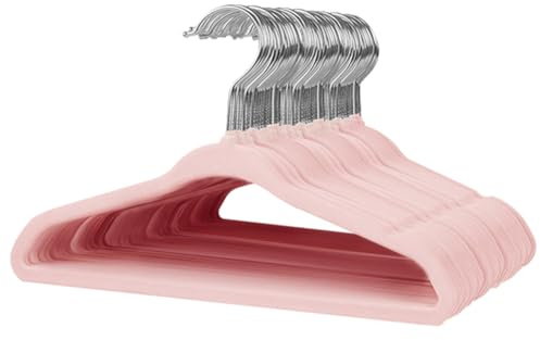 Stormix Baby-Samt-Kleiderbügel, 50 Stück, Kinder-Kleiderbügel, rutschfest, Kinder-Kleiderbügel für Säugling/Kleinkinder, Rosa