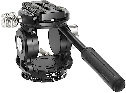 WEYLLAN VH7 Stativkopf für Kamera mit Arca Swiss Quick Release Plate, Fluid Head Stativ für DSLR Kamera Camcorder, Metall Panoramavideo Stativ Fluid Head Pan Tilt, Max Load 17lbs/8kg