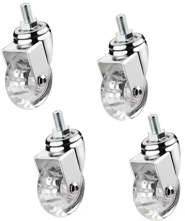 IMUNKT M8/M10 Gewinde Lenkrollen Transparent Möbelrollen 35/50mm, Kleine Polyurethan Räder, Warenkorbrollen Mit Bremse Für Couchtisch, Beistelltisch 4 Stück(4swivel,1.5in-M8)