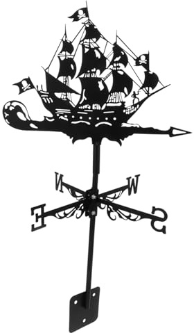 HAKIDZEL Veleta De Jardín De Metal Forma De Barco Pirata Indicador De Dirección del Viento para Decoración De Patio y Jardín Adorno Elegante y Único para Espacios Exteriores