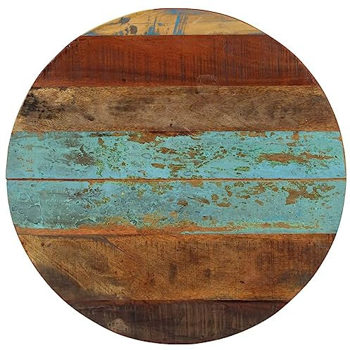 qohoio Tischplatte Rund 60 cm Tabletop Holzlatten Schreibtischplatte Massivholzplatte Tischplatte 15-16 mm Altholz Massiv