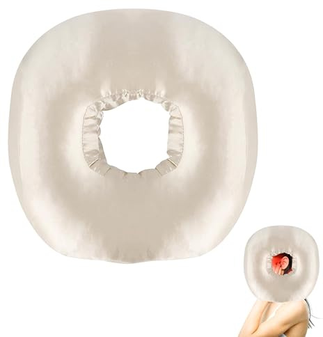 Puedno 28cm Ear Pillow for Side Sleepers - O-Shaped Donut With Invisible Zipper, 11 Inch for Piercing Aftercare Reducing Pressure - Champagne